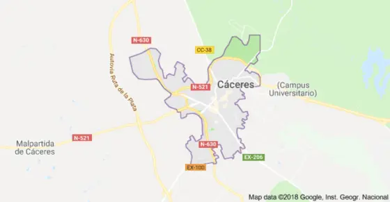 Mapa de Cáceres